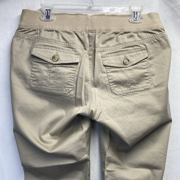 Old Navy Maternity Cuffed Ankle Pants Women Size 2 Khaki Stretch With Pockets - Picture 14 of 16